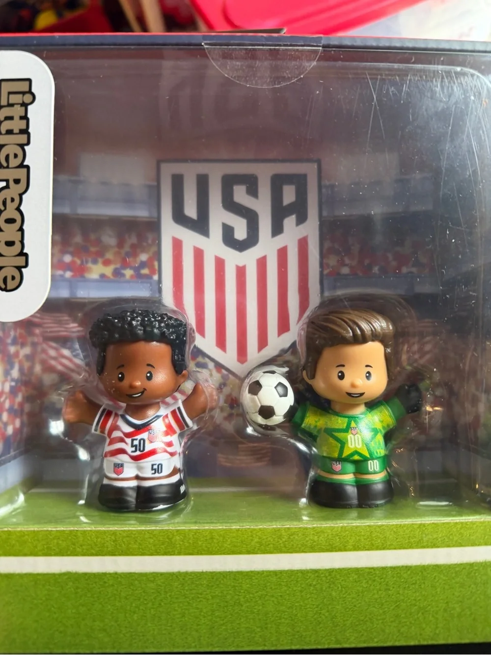 New Little People Collector FIFA USA Soccer 2 Figure Set Display Sports Goalie